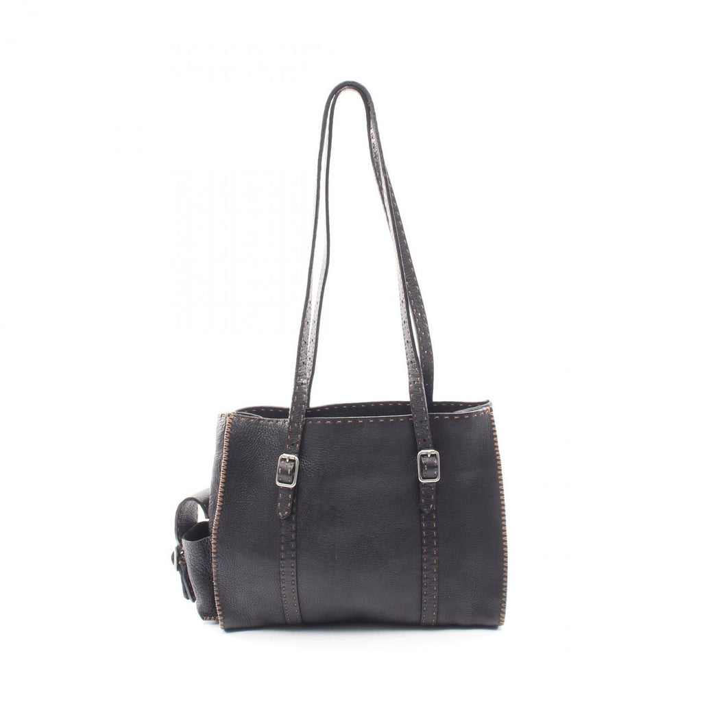 Fendi Shoulder Bag Selleria Black Leather