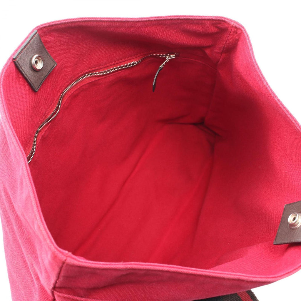 Hermes Tote Troca Horizontal MM Red Canvas Leather — view 3