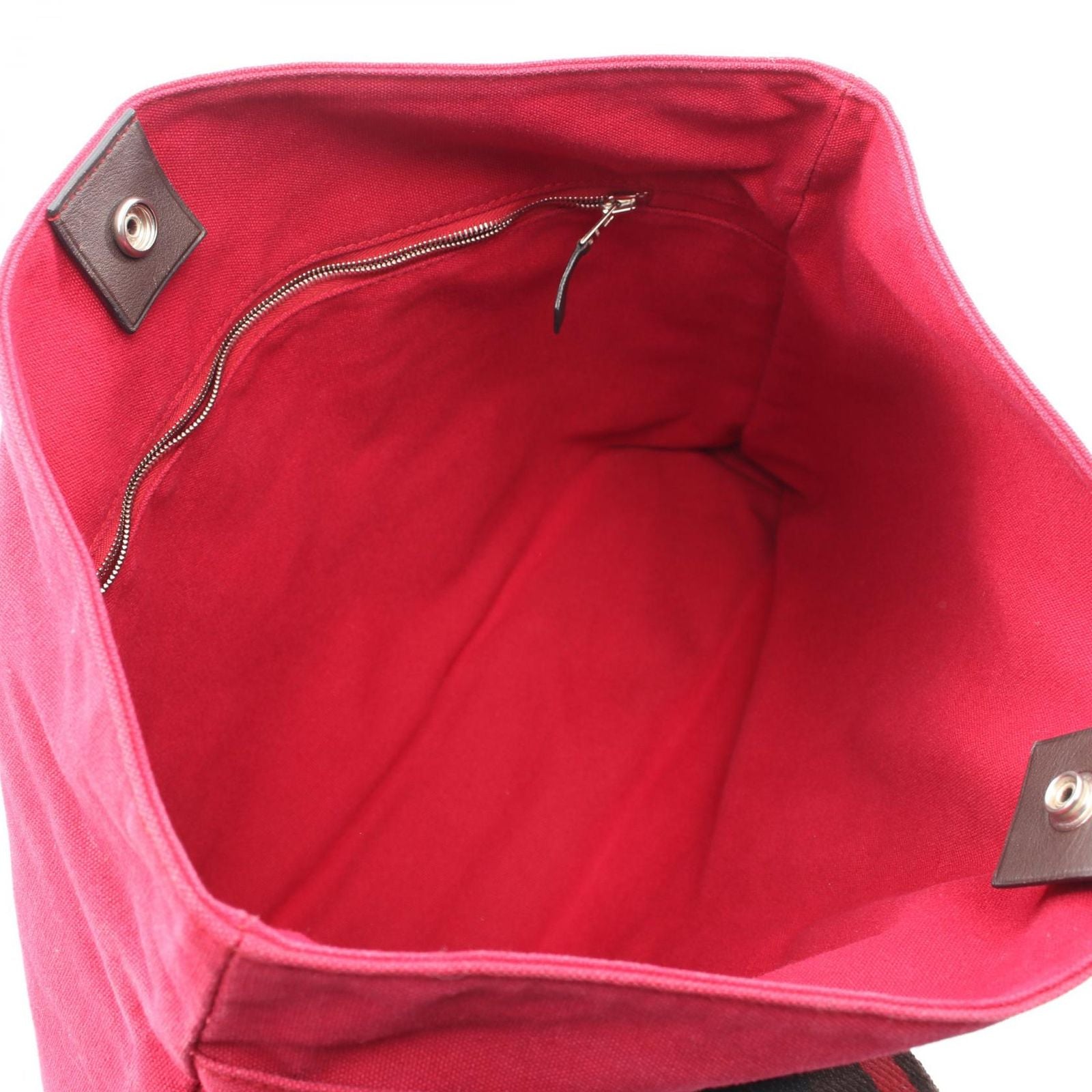 Hermes Tote Troca Horizontal MM Red Canvas Leather — view 3