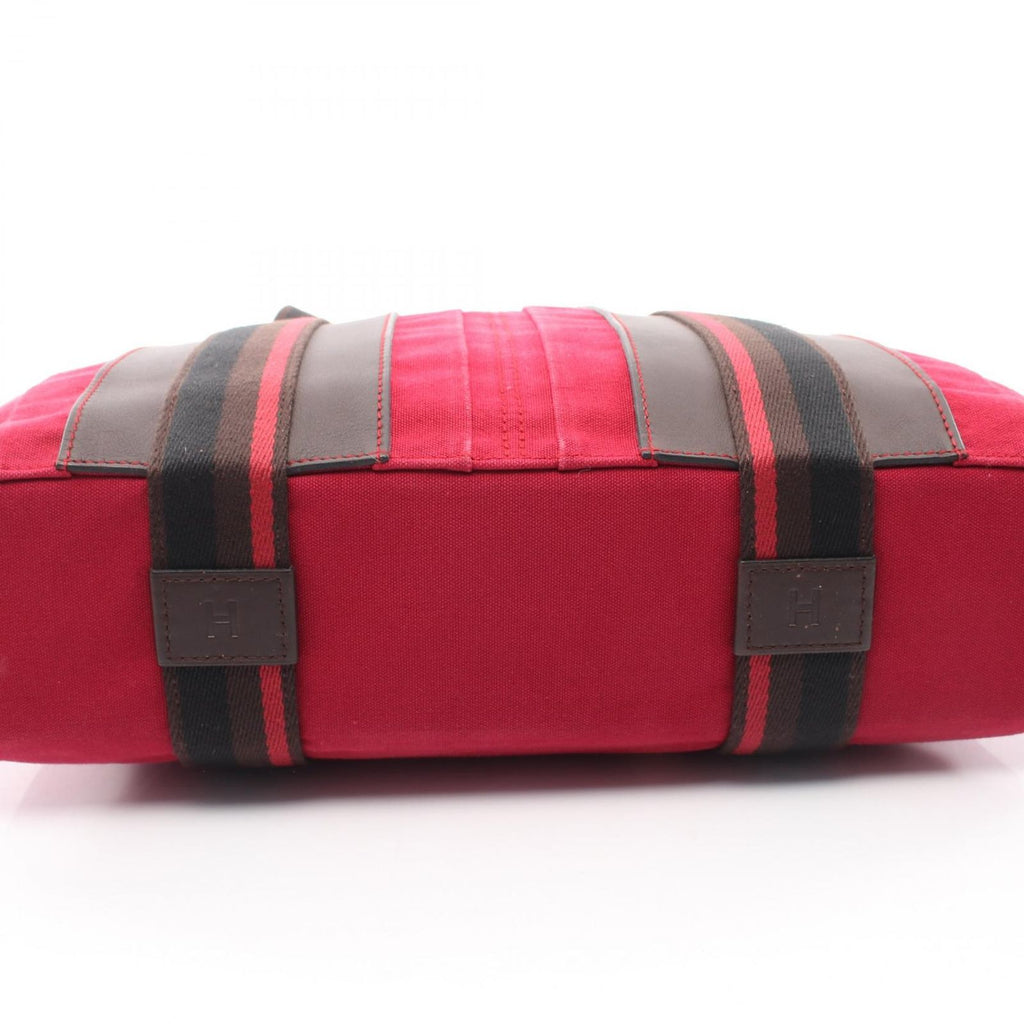 Hermes Tote Troca Horizontal MM Red Canvas Leather — view 5