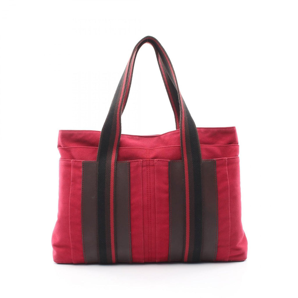 Hermes Tote Troca Horizontal MM Red Canvas Leather
