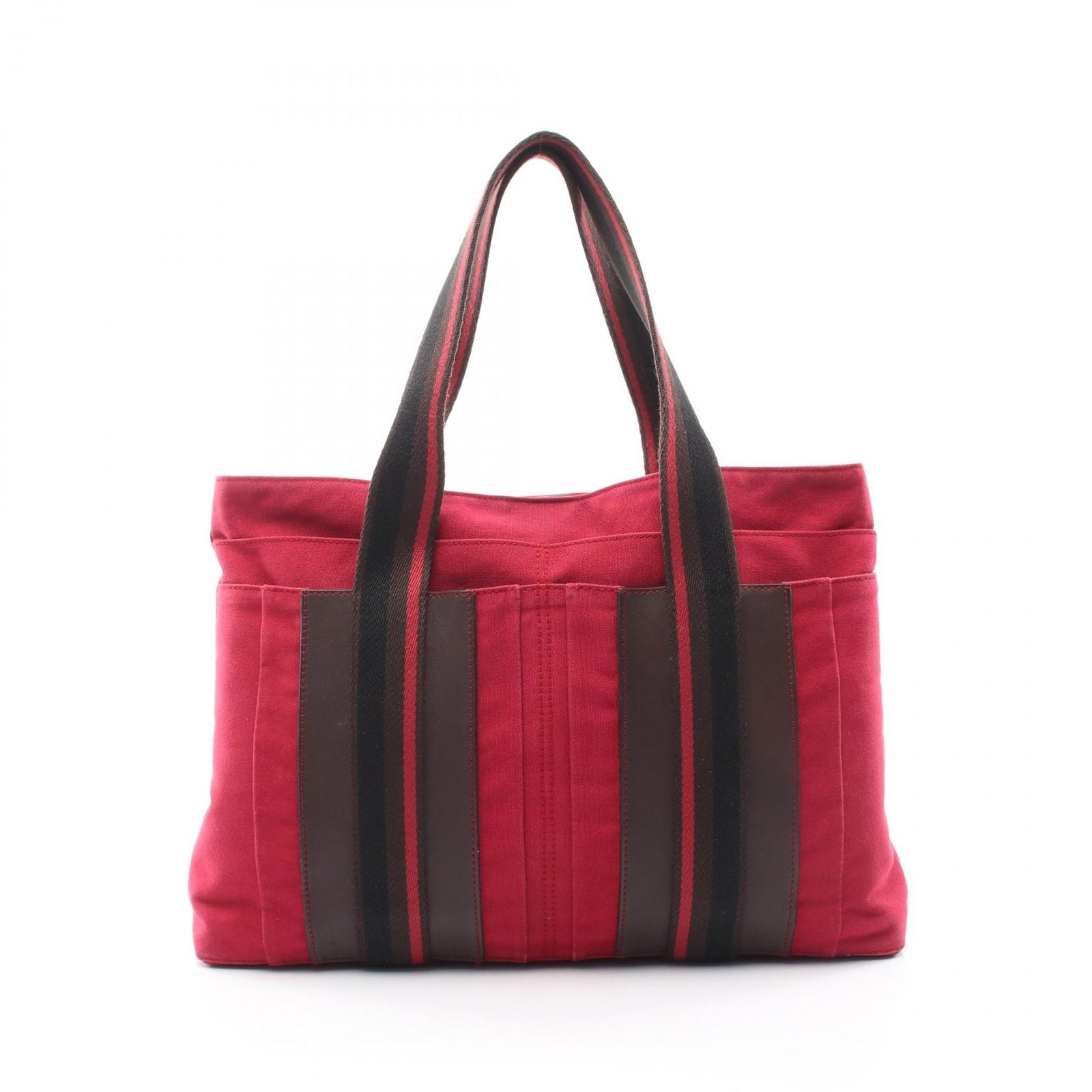 Hermes Tote Troca Horizontal MM Red Canvas Leather