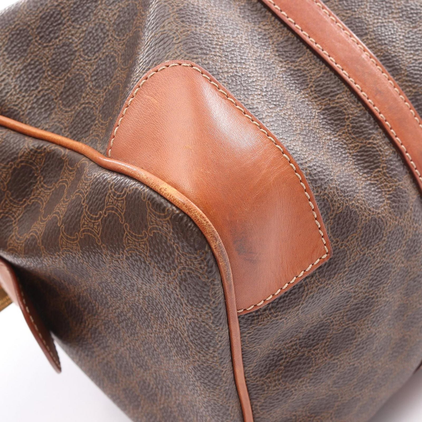 Celine Tote Macadam Brown Canvas Leather Mini Boston — view 9