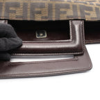 Fendi Tote Zucca Brown Dark Canvas Leather Hand — view 9