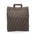 Fendi Tote Zucca Brown Dark Canvas Leather Hand