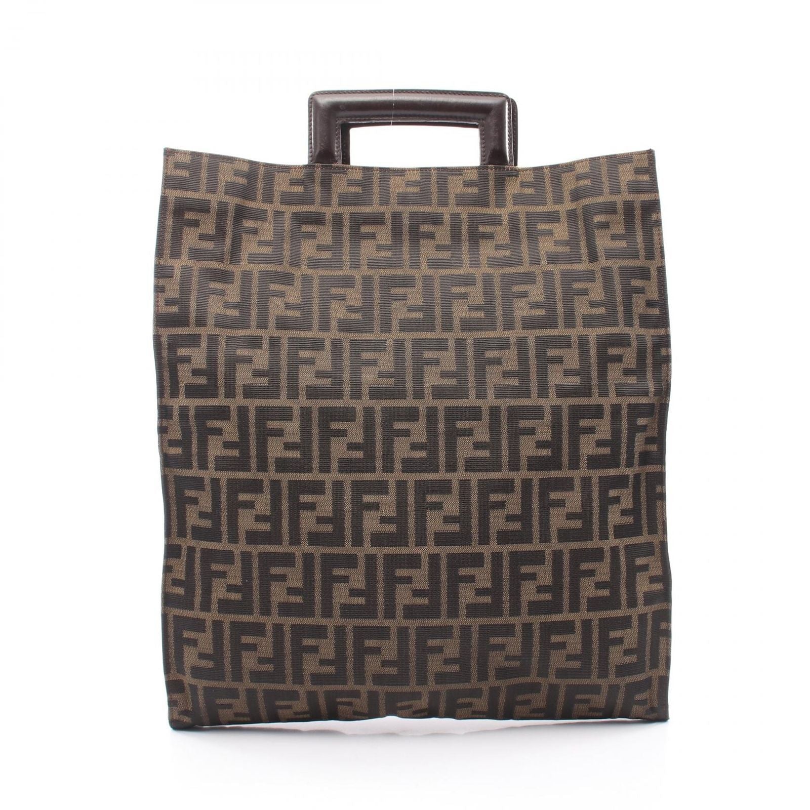 Fendi Tote Zucca Brown Dark Canvas Leather Hand