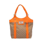 Dior Tote Street Chic Trotter Beige Orange Canvas Leather