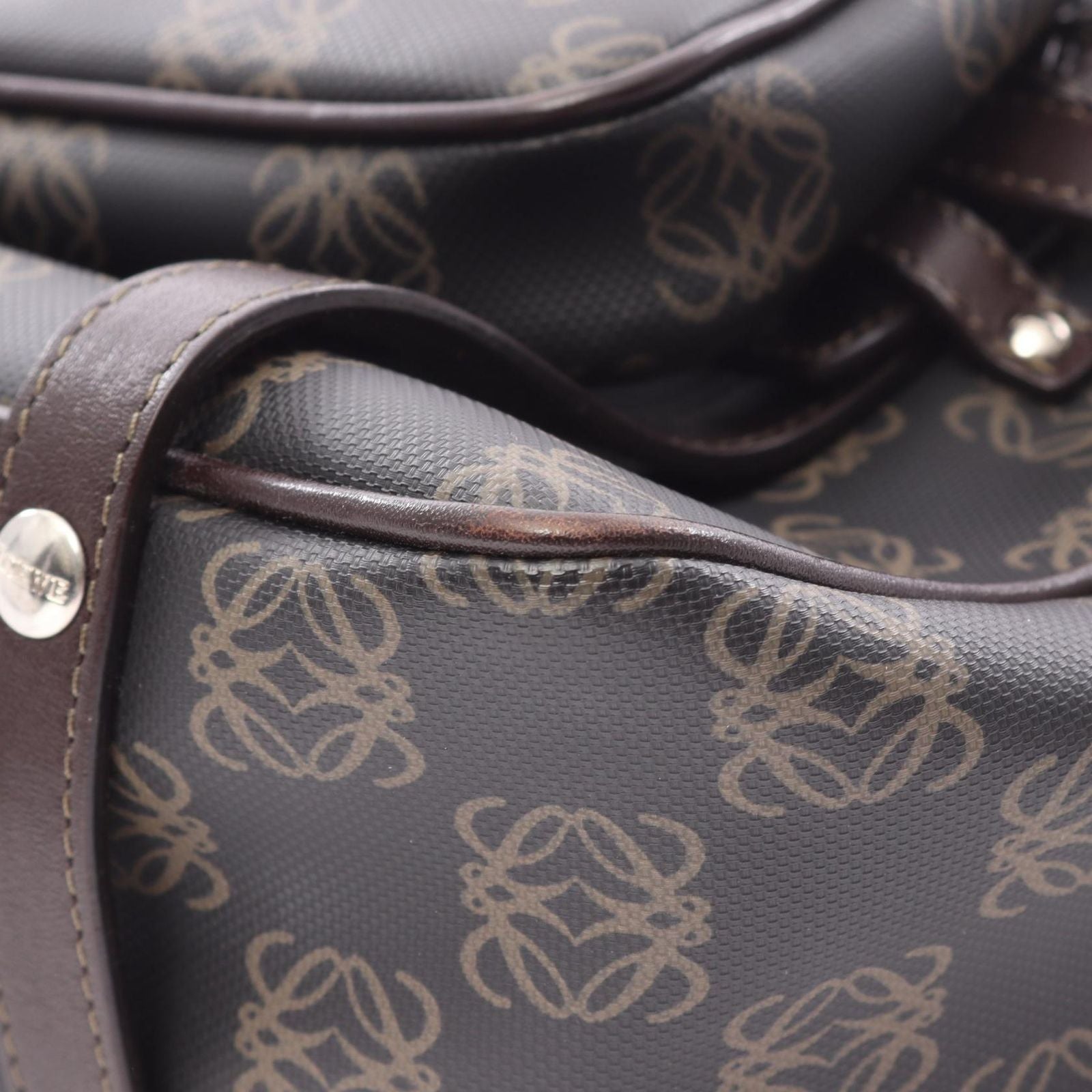 Loewe Handbag Anagram Black Brown Canvas Leather — view 8