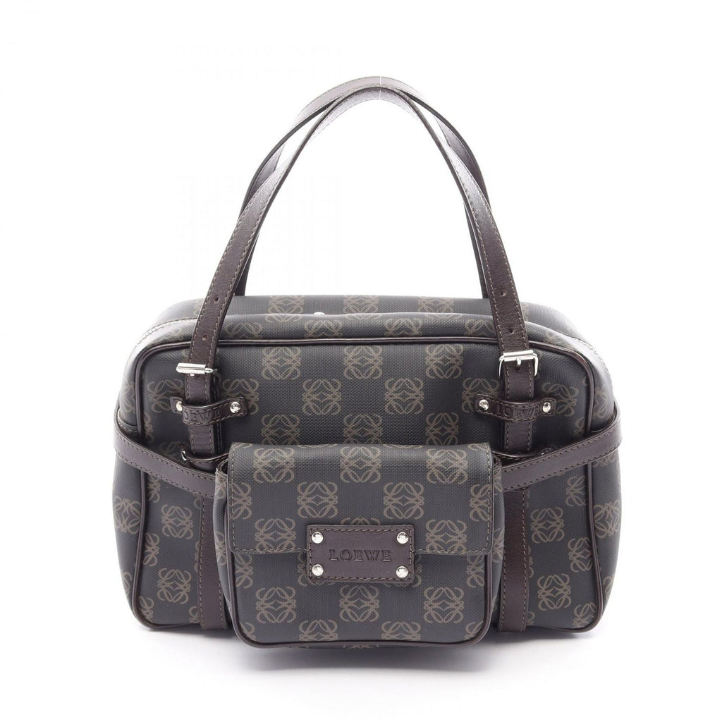 Loewe Handbag Anagram Black Brown Canvas Leather