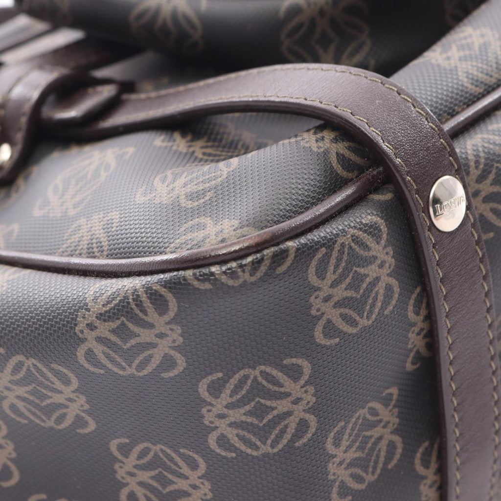 Loewe Handbag Anagram Black Brown Canvas Leather — view 9