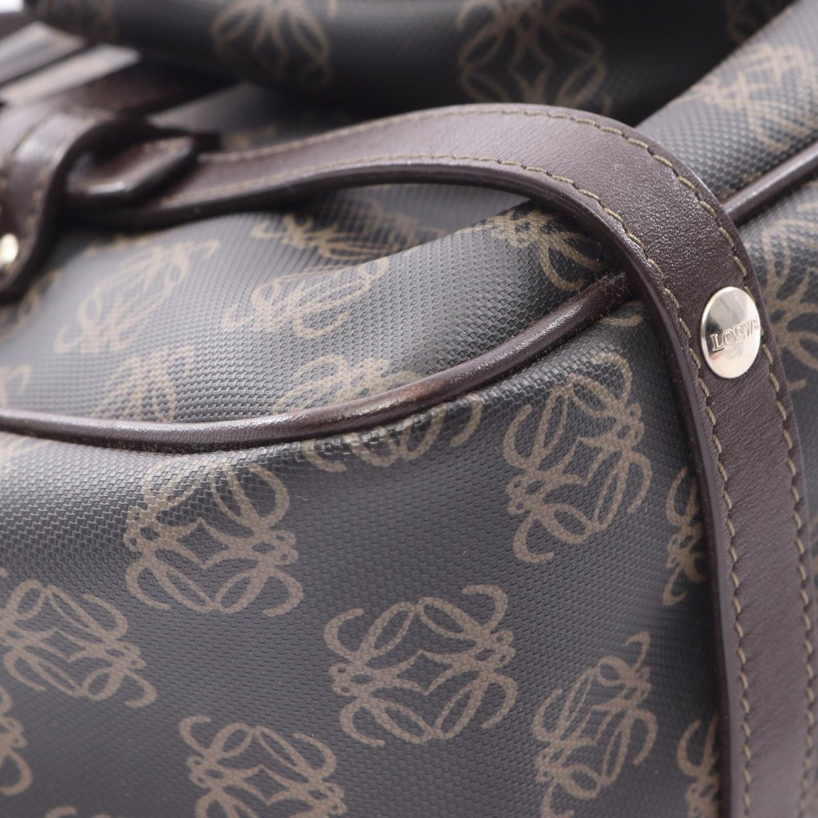 Loewe Handbag Anagram Black Brown Canvas Leather — view 9