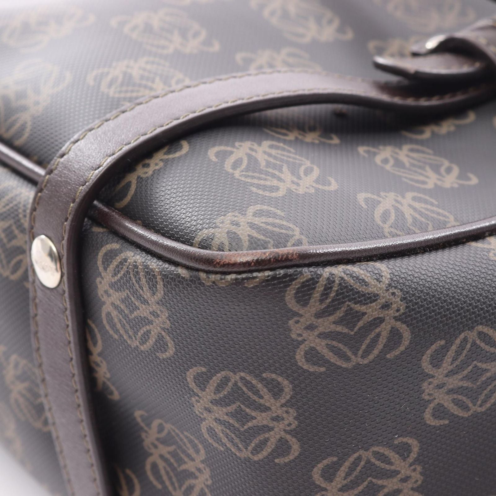 Loewe Handbag Anagram Black Brown Canvas Leather — view 7