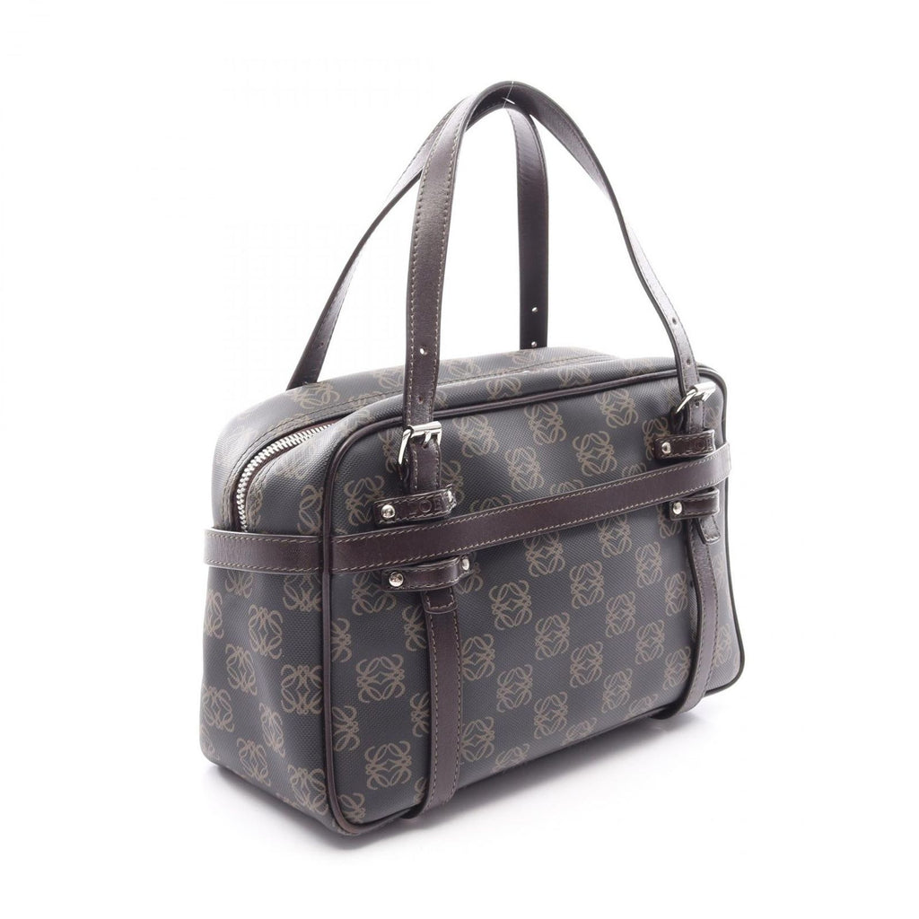 Loewe Handbag Anagram Black Brown Canvas Leather — view 2