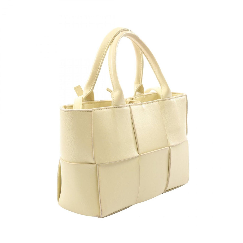 Bottega Veneta Tote Mini Arco 2-Way Lemon Yellow Leather Maxi Intrecciato — view 2