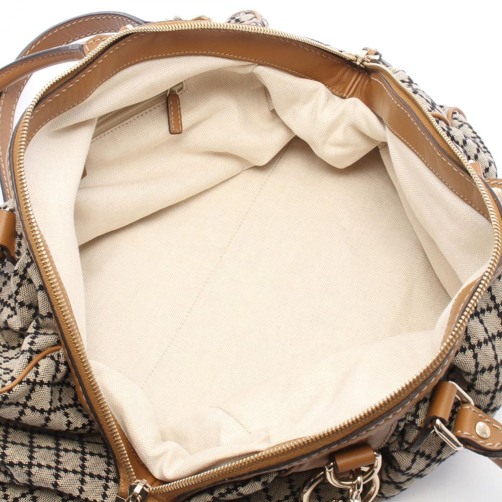 Gucci Handbag Ski 2-Way Beige Camel Canvas Leather Diamante — view 3