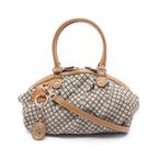 Gucci Handbag Ski 2-Way Beige Camel Canvas Leather Diamante