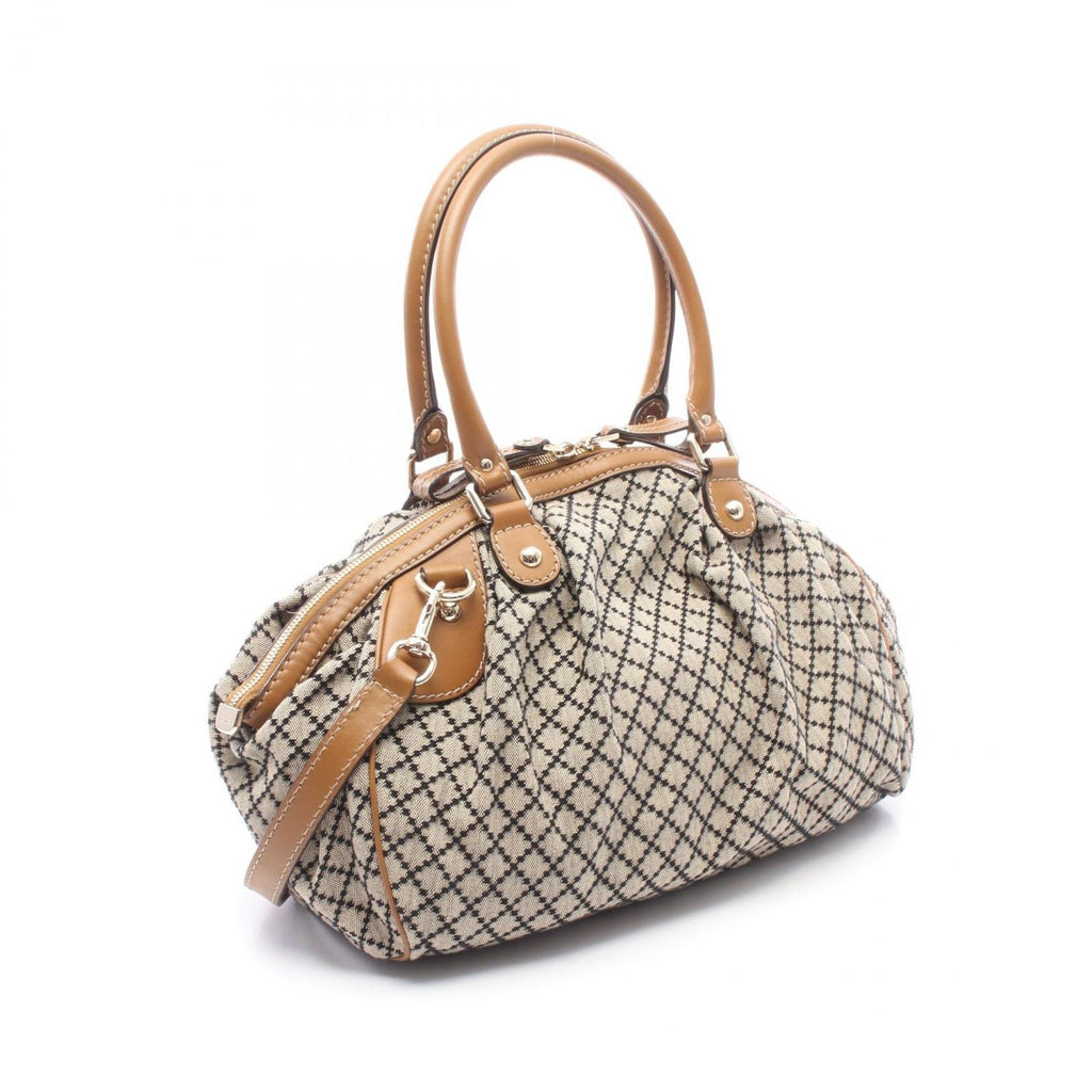 Gucci Handbag Ski 2-Way Beige Camel Canvas Leather Diamante — view 2