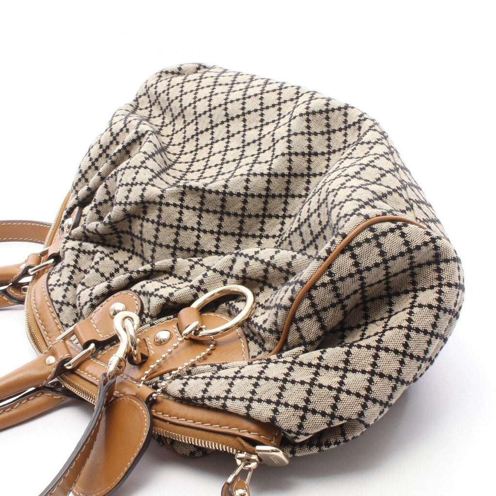 Gucci Handbag Ski 2-Way Beige Camel Canvas Leather Diamante — view 6