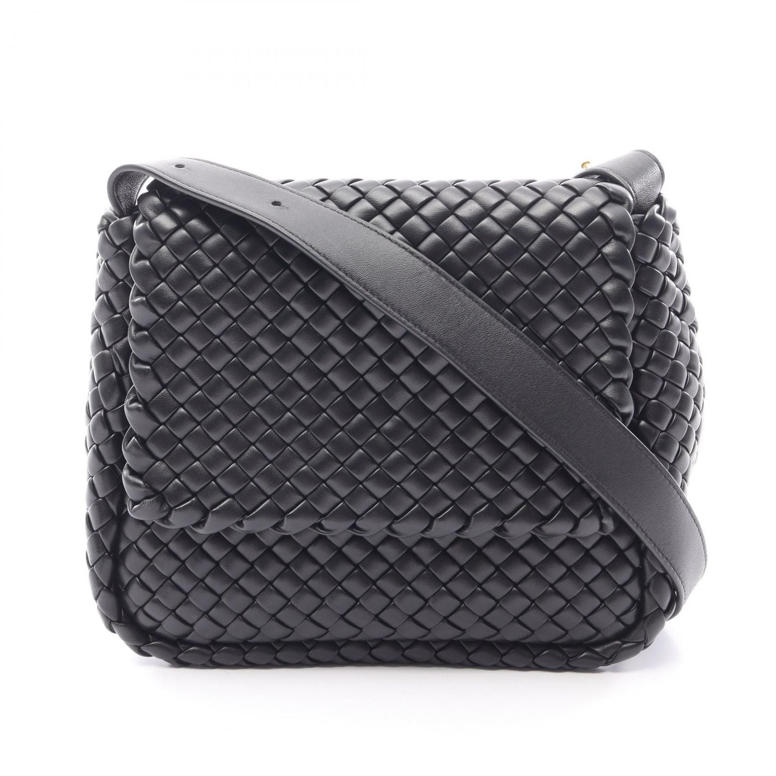 Bottega Veneta Shoulder Bag Intrecciato Small Cobble Black Leather
