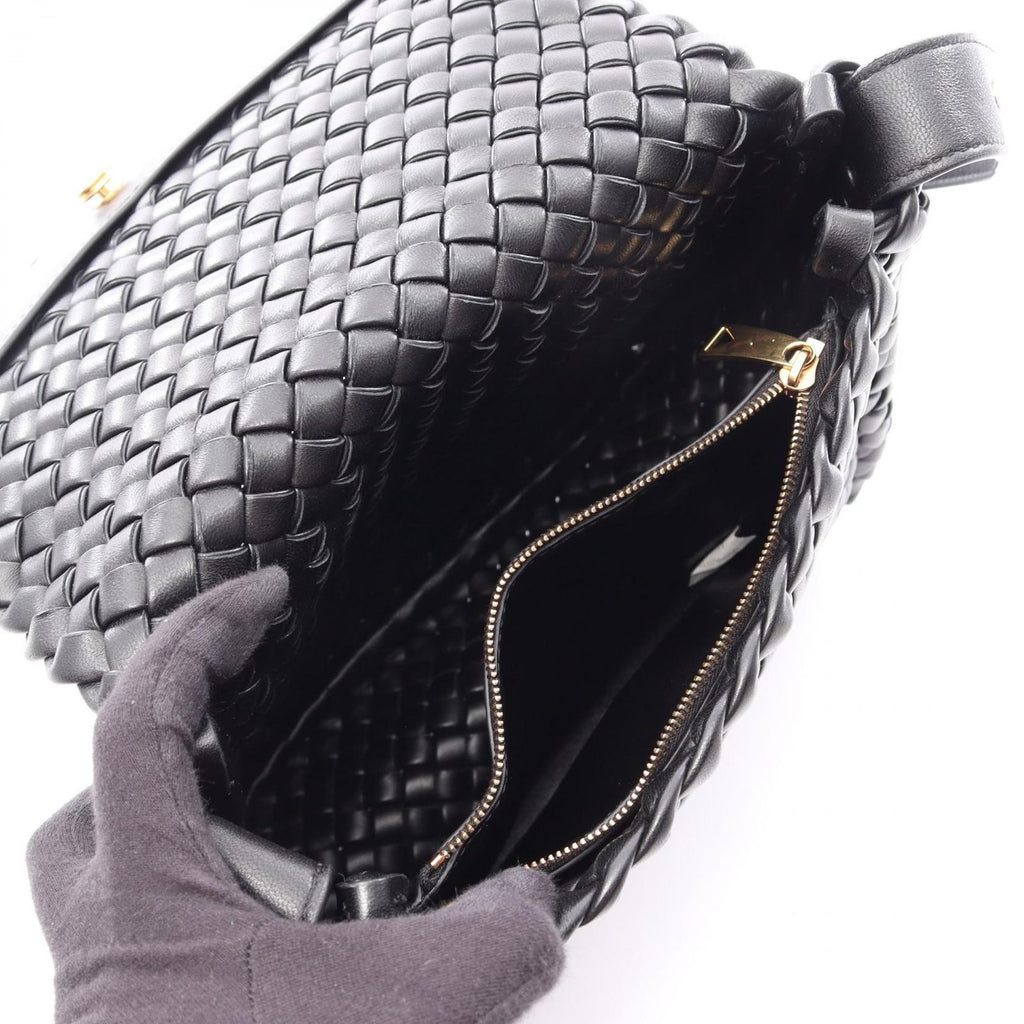Bottega Veneta Shoulder Bag Intrecciato Small Cobble Black Leather — view 3