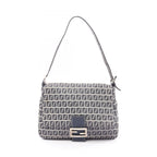 Fendi Shoulder Bag Mamma Bucket Zucchino Ivory Navy Canvas Leather