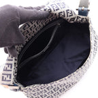 Fendi Shoulder Bag Mamma Bucket Zucchino Ivory Navy Canvas Leather — view 3