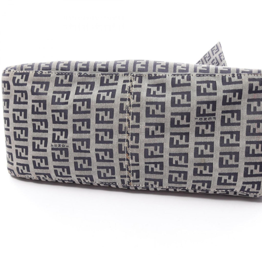 Fendi Shoulder Bag Mamma Bucket Zucchino Ivory Navy Canvas Leather — view 6