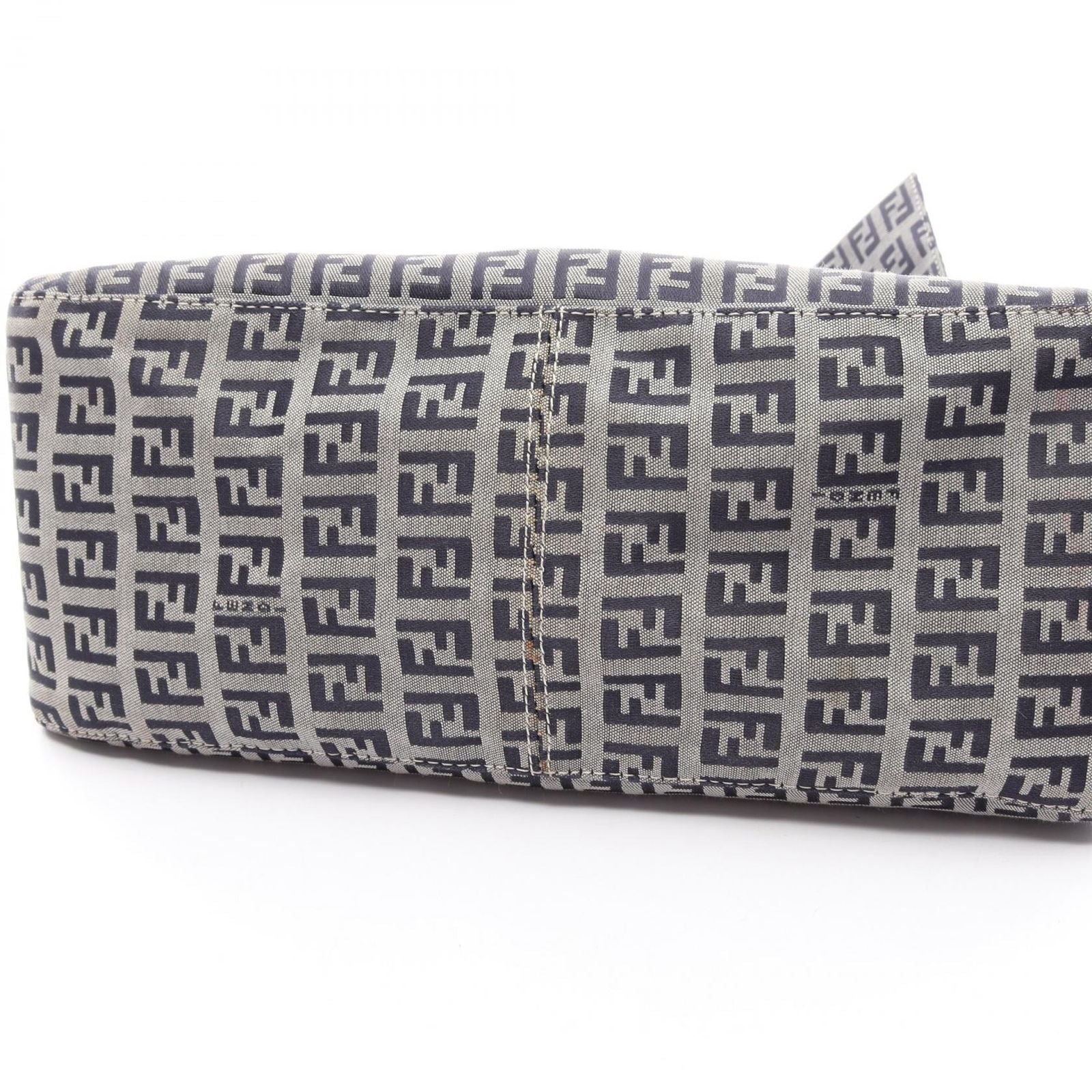 Fendi Shoulder Bag Mamma Bucket Zucchino Ivory Navy Canvas Leather — view 6