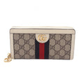 Gucci Round Wallet Ophidia GG Supreme Sherry Line Off White Beige Leather