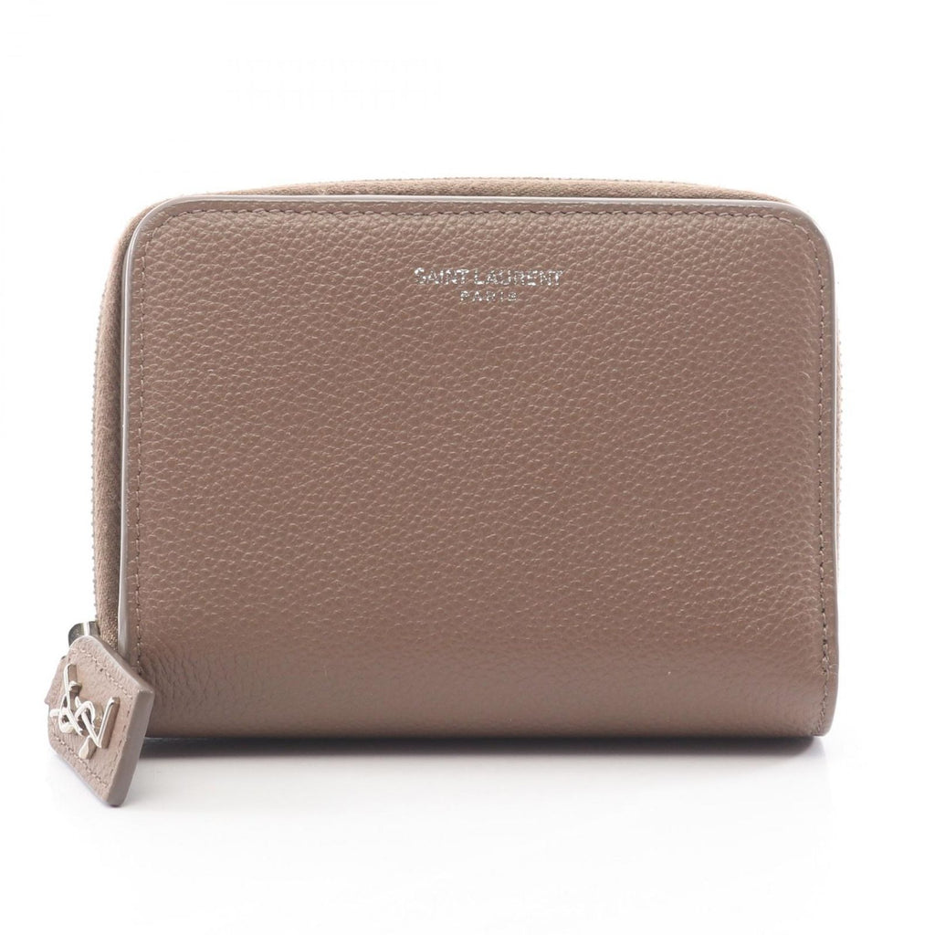 Saint Laurent Paris Bifold Wallet Rive Gauche Gray Leather Compact Full