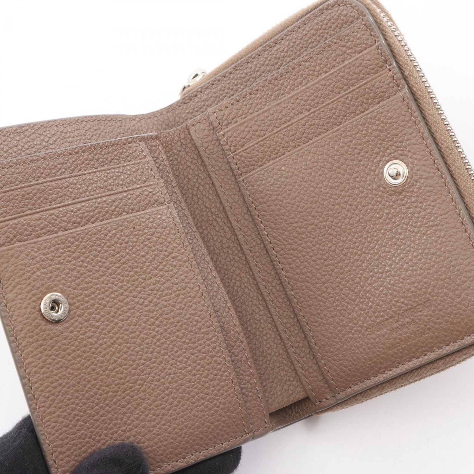 Saint Laurent Paris Bifold Wallet Rive Gauche Gray Leather Compact Full — view 3