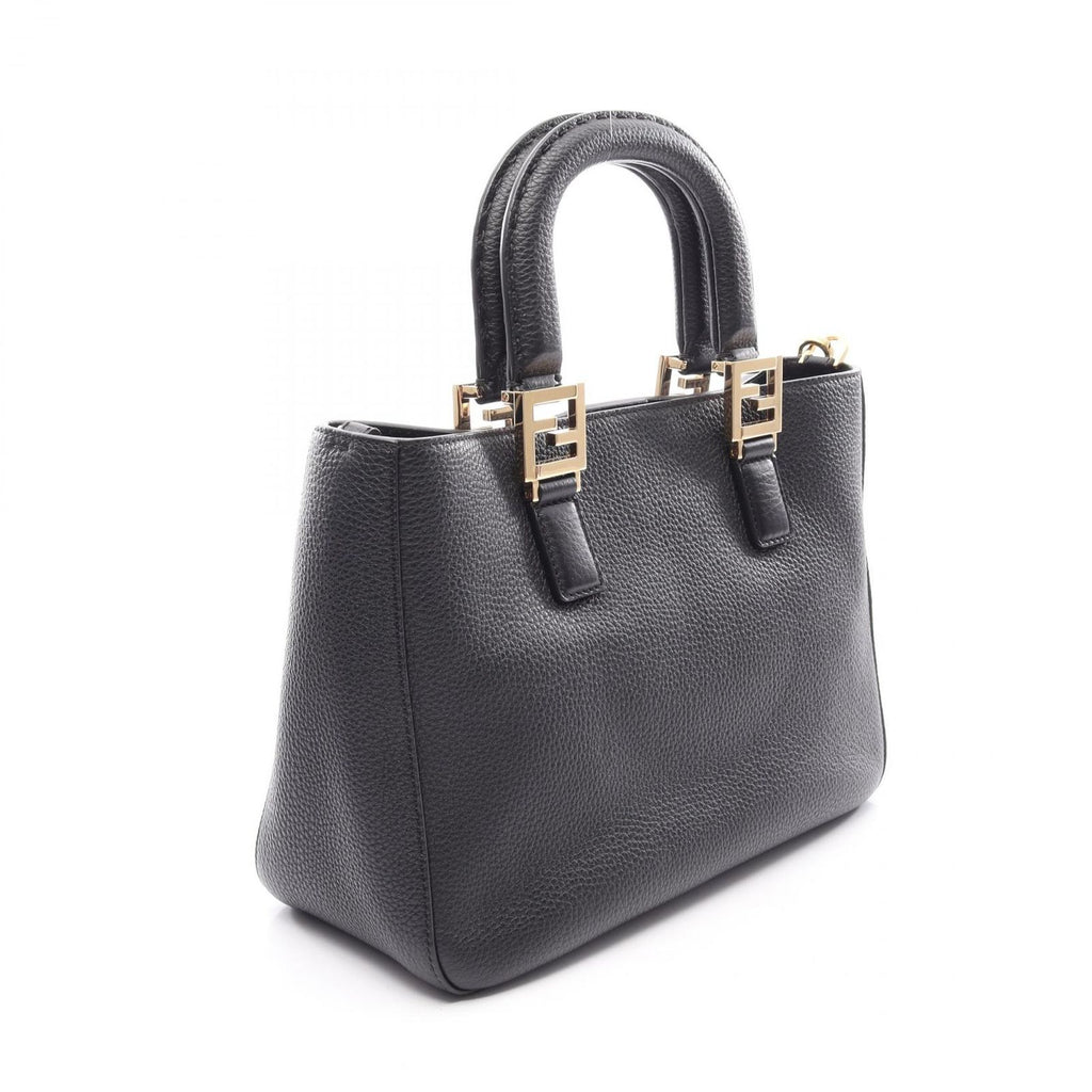 Fendi Handbag FF Tote Small 2-Way Black Leather Selleria — view 2