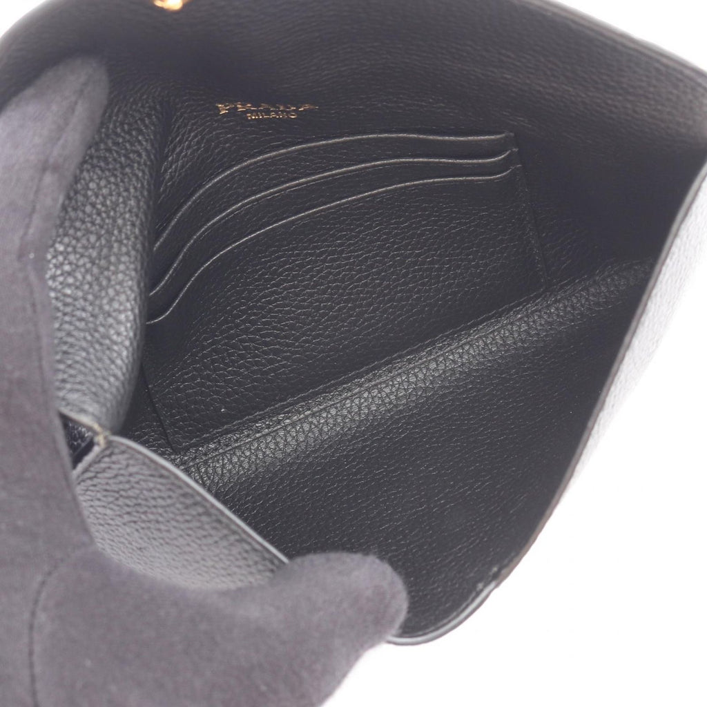 Prada Bifold Wallet Vitello Grain Envelope Black Leather Move — view 3