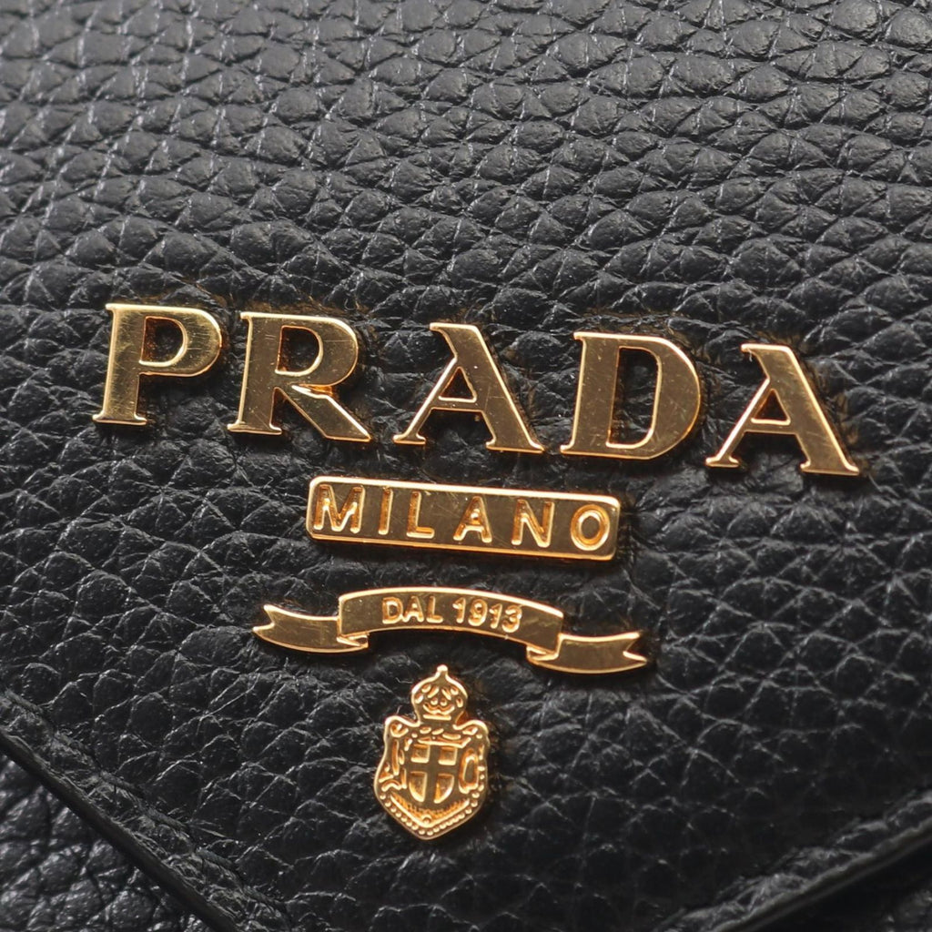 Prada Bifold Wallet Vitello Grain Envelope Black Leather Move — view 9