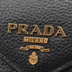 Prada Bifold Wallet Vitello Grain Envelope Black Leather Move — view 9