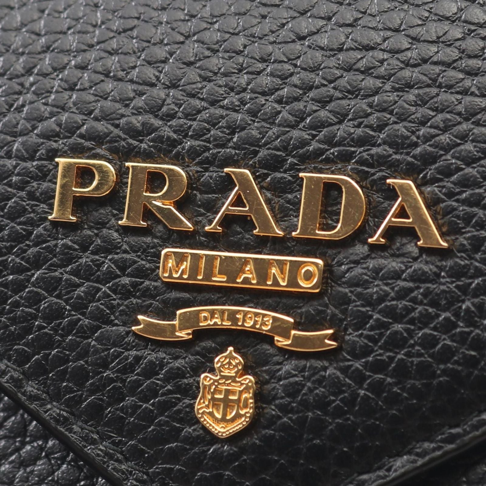 Prada Bifold Wallet Vitello Grain Envelope Black Leather Move — view 9