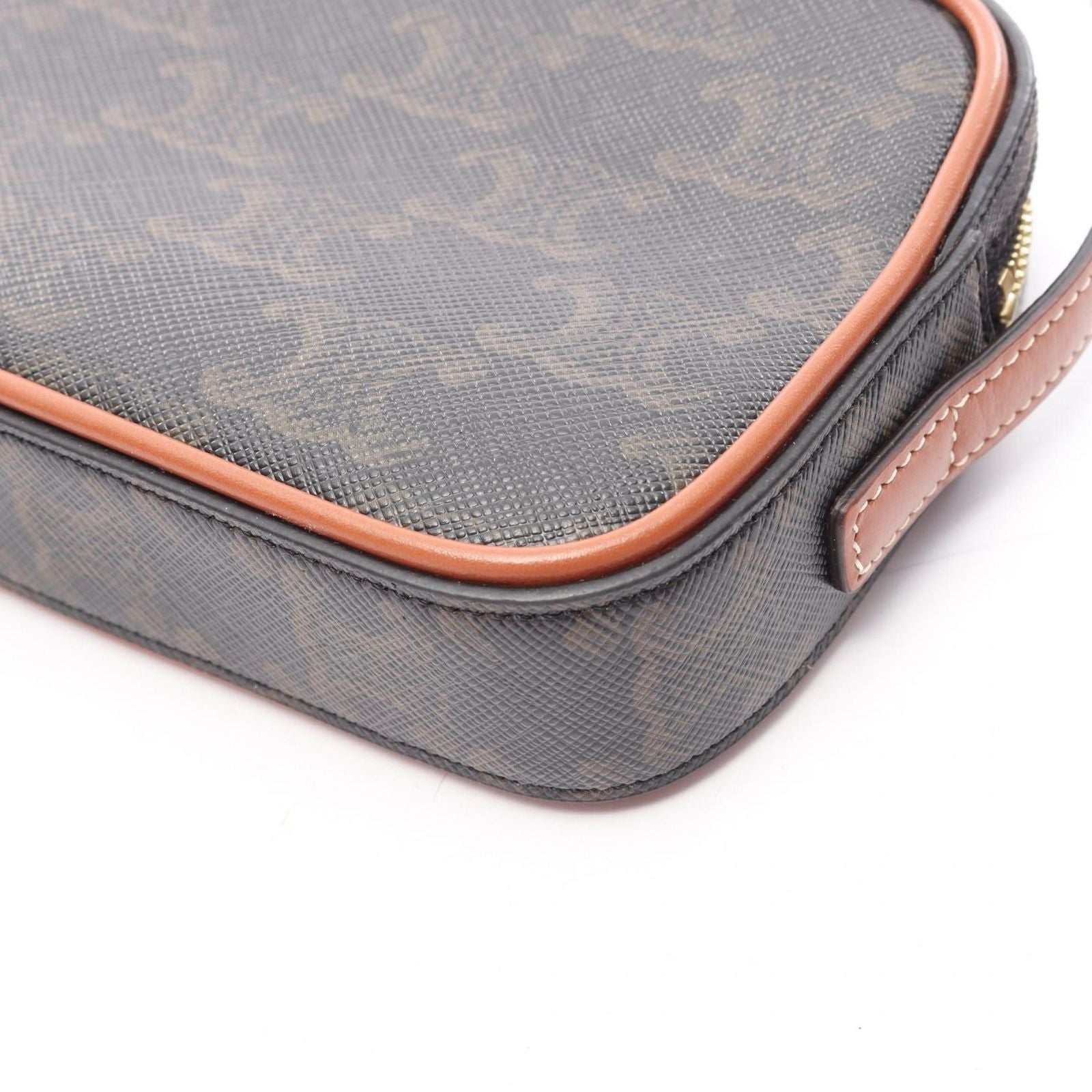 Celine Shoulder Bag Cuill Triomphe Mini Brown Black Canvas Leather — view 5