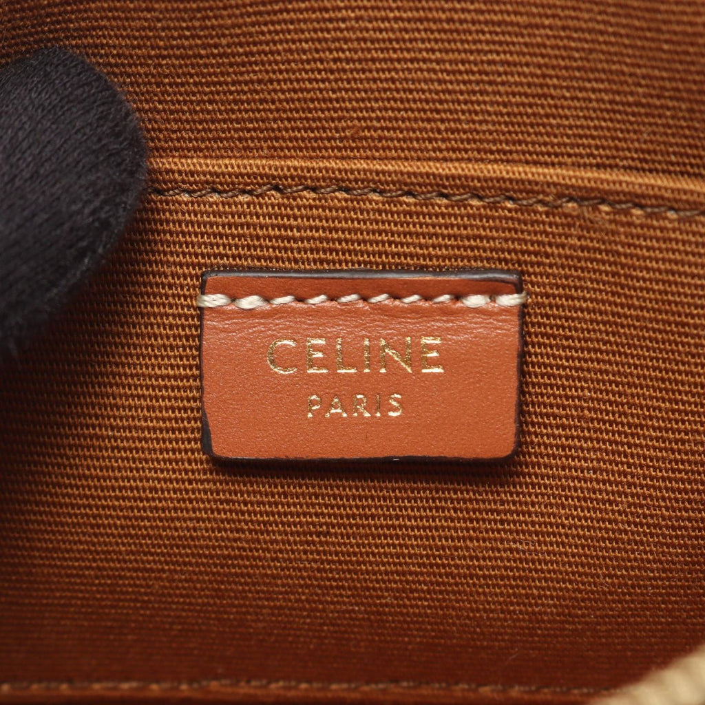 Celine Shoulder Bag Cuill Triomphe Mini Brown Black Canvas Leather — view 4