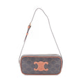 Celine Shoulder Bag Cuill Triomphe Mini Brown Black Canvas Leather
