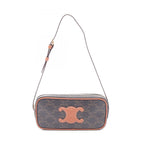 Celine Shoulder Bag Cuill Triomphe Mini Brown Black Canvas Leather