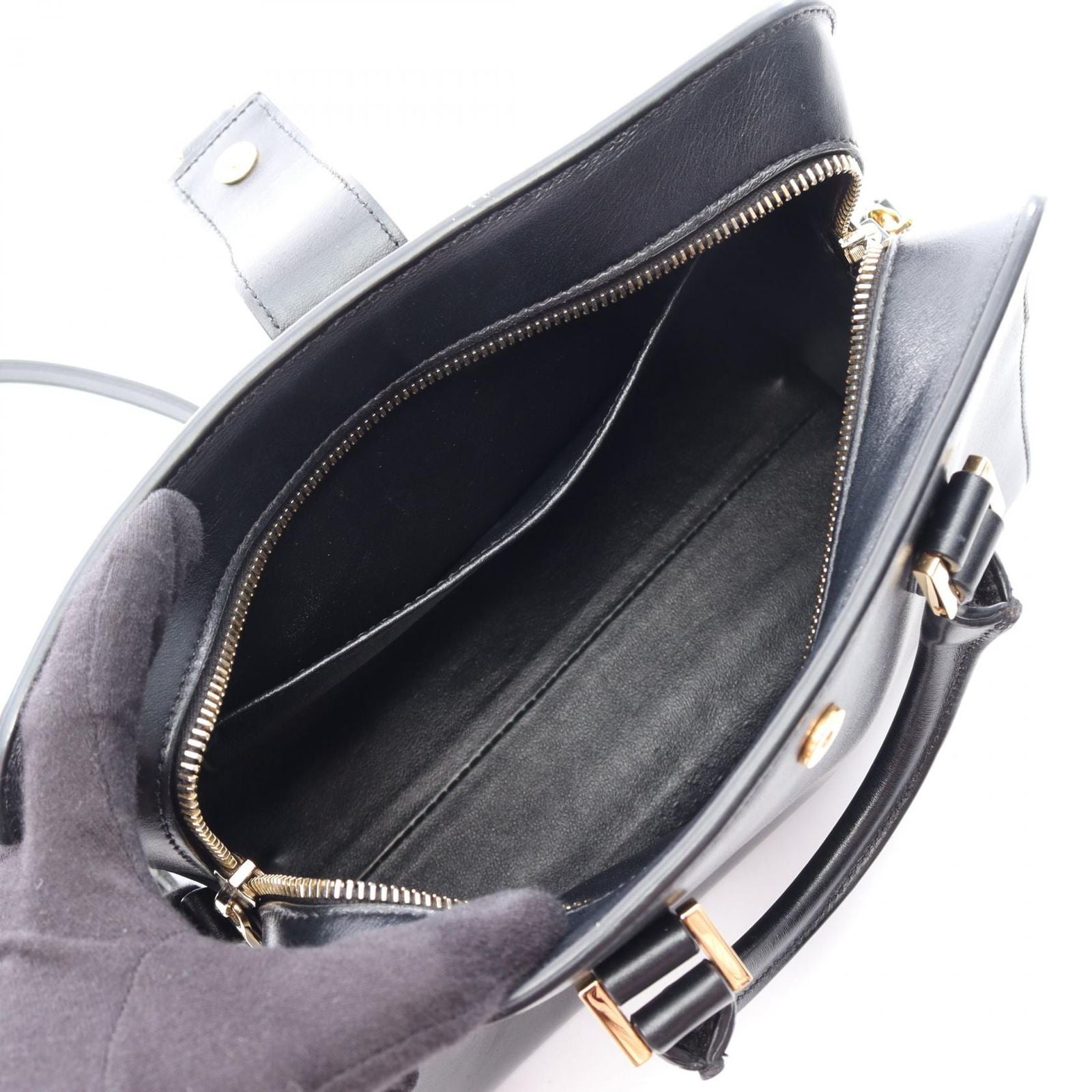 Saint Laurent Paris Handbag YSL Line Baby Monogram Cabas 2-Way Black Leather — view 3