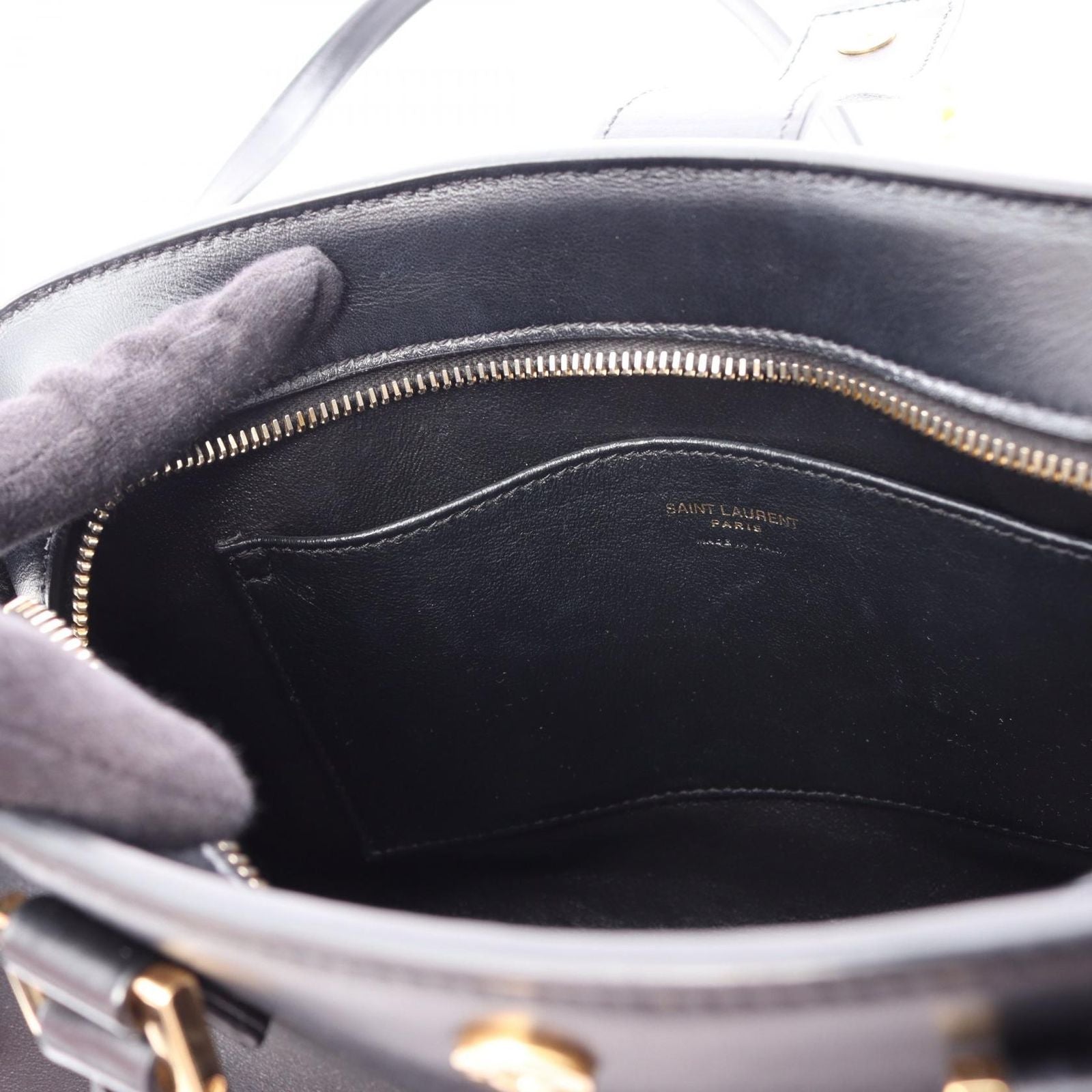 Saint Laurent Paris Handbag YSL Line Baby Monogram Cabas 2-Way Black Leather — view 6