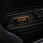 Prada Tote Tessuto Gaufre' 2-Way Black Nylon Leather Gathered — view 4