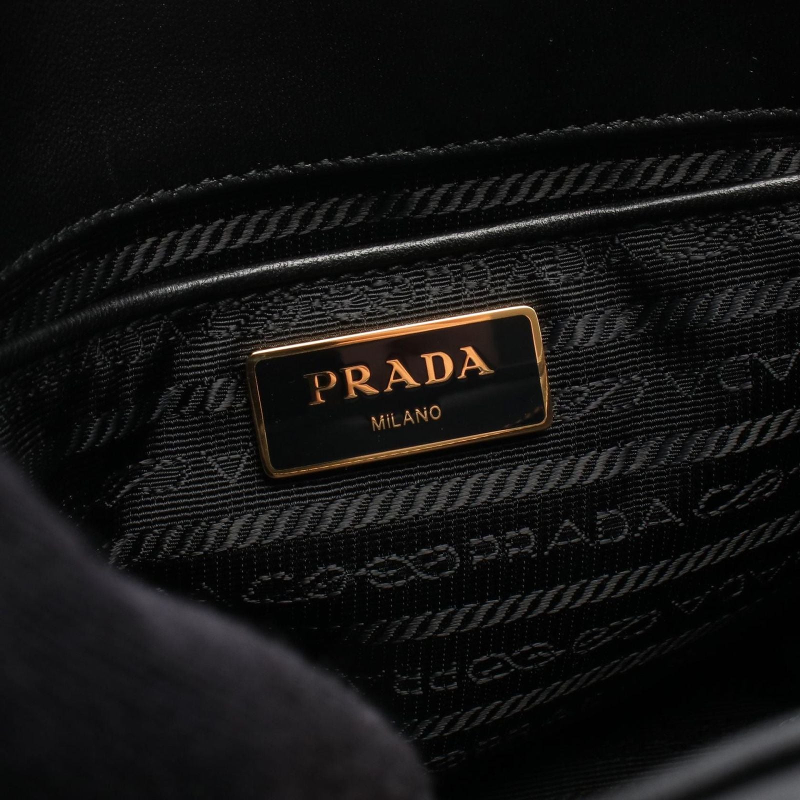 Prada Tote Tessuto Gaufre' 2-Way Black Nylon Leather Gathered — view 4