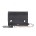 Celine Billfold Biker Chain Wallet Black Leather Shoulder