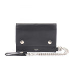 Celine Billfold Biker Chain Wallet Black Leather Shoulder