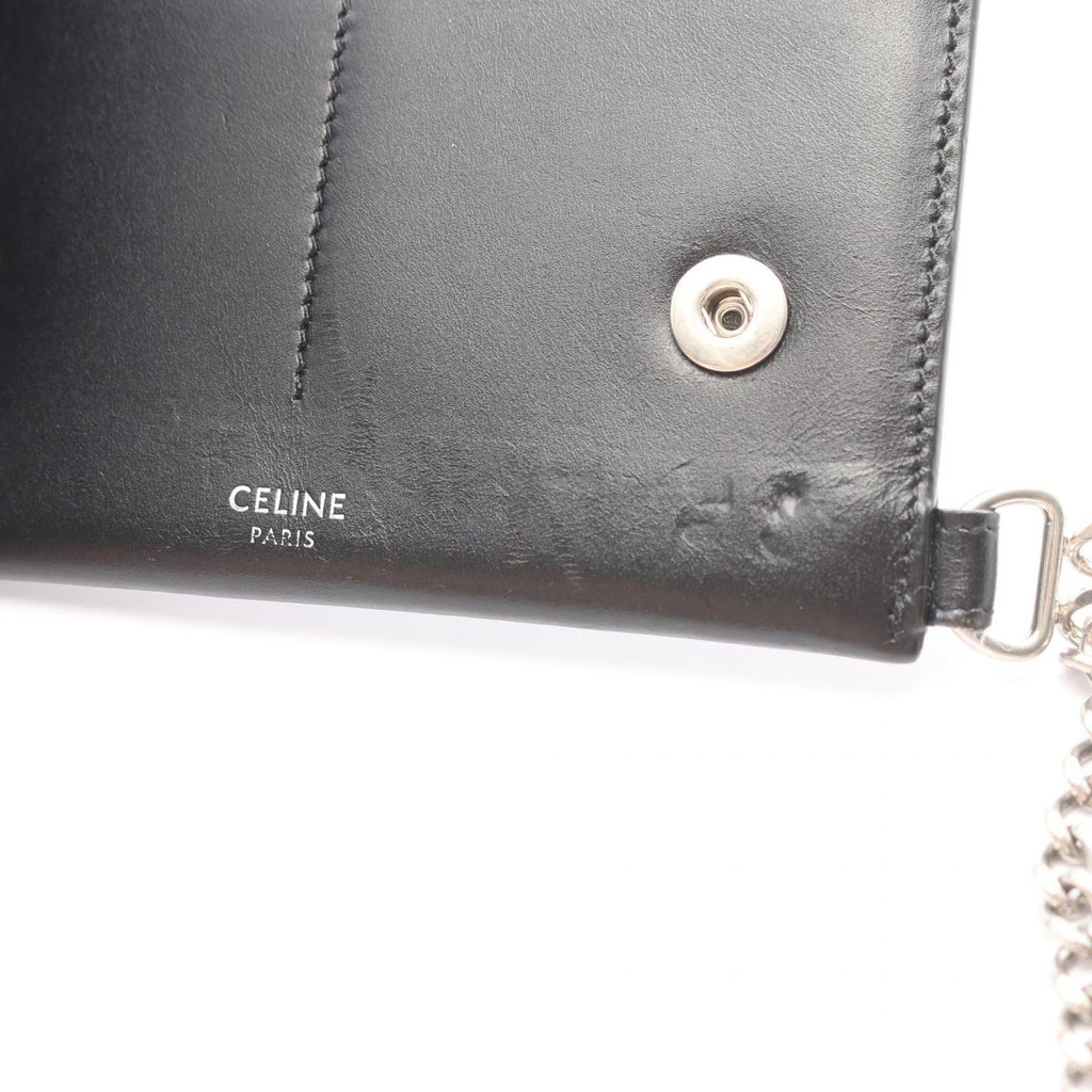Celine Billfold Biker Chain Wallet Black Leather Shoulder — view 5