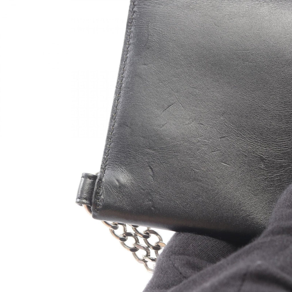 Celine Billfold Biker Chain Wallet Black Leather Shoulder — view 7