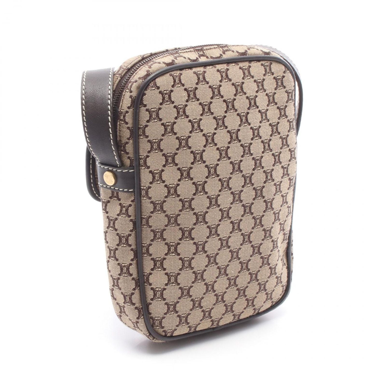 Celine Shoulder Bag Macadam Beige Canvas Leather Mini — view 2