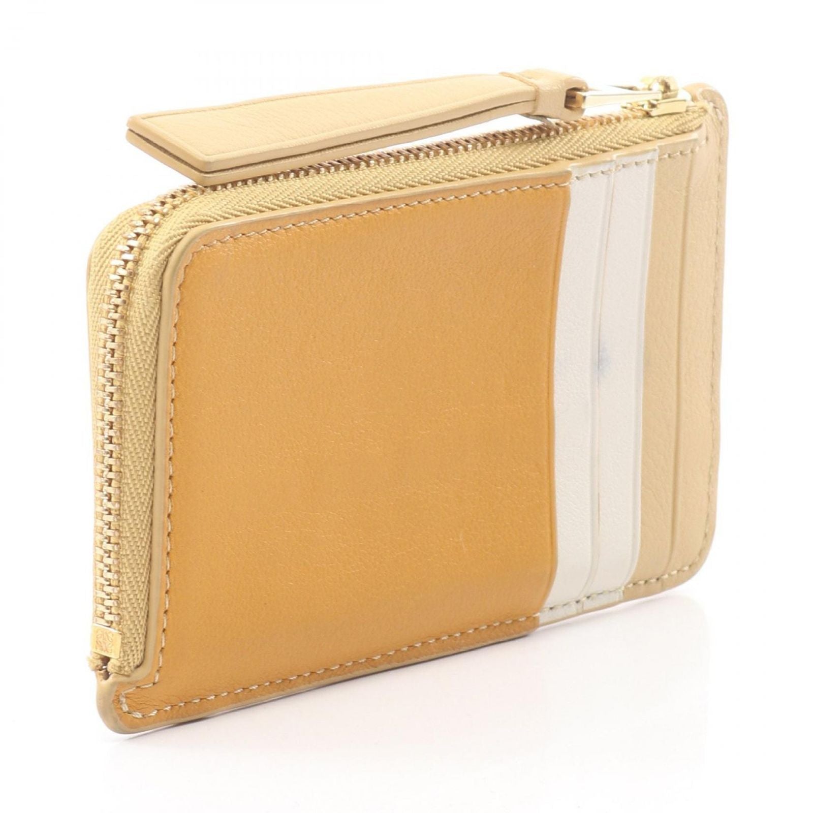 Loewe Coin Case Puzzle Card Holder Mustard White Leather — view 2